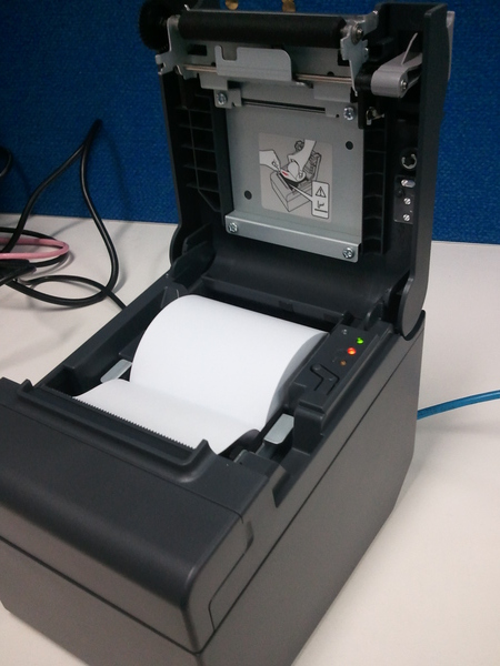 An open Epson receipt printer