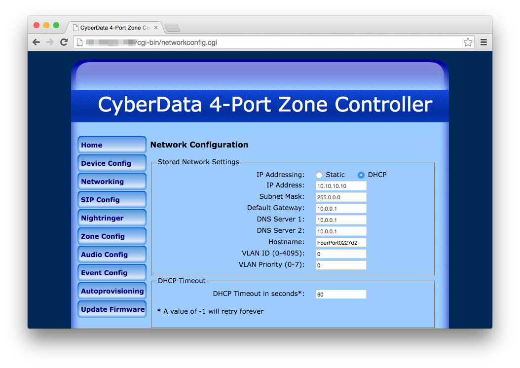 IP configuration panel