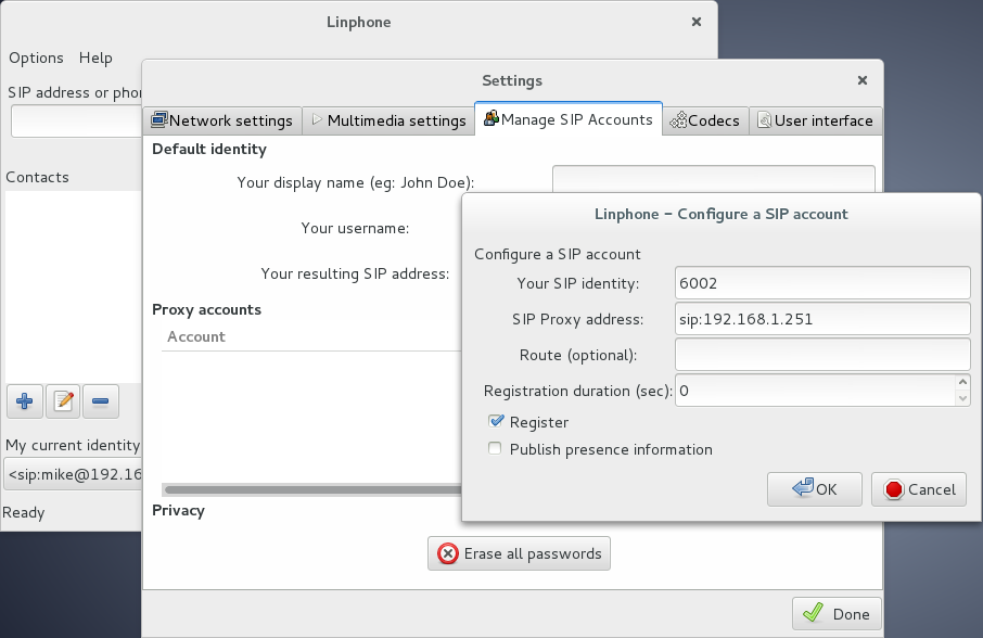 Linphone account setup