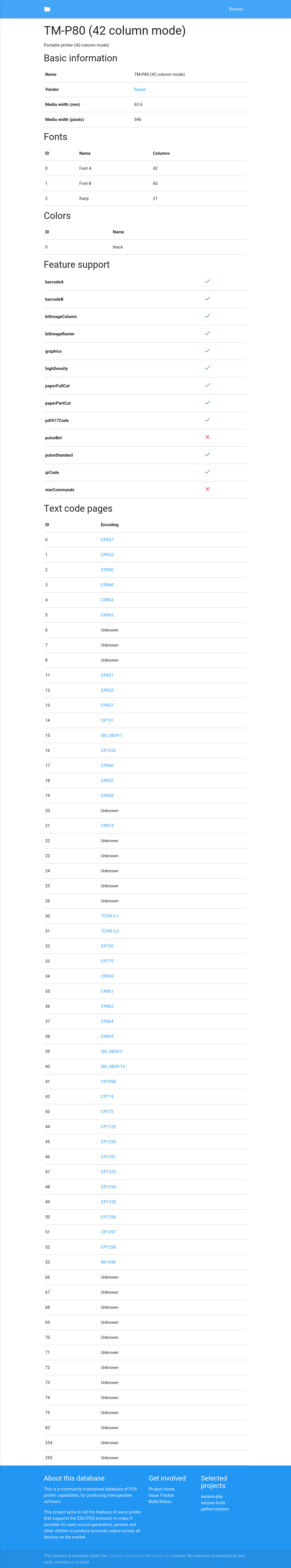 escpos-printer-db printer profile detail
